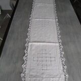 Antique large embroidered table centerpiece 150cm x 38cm
