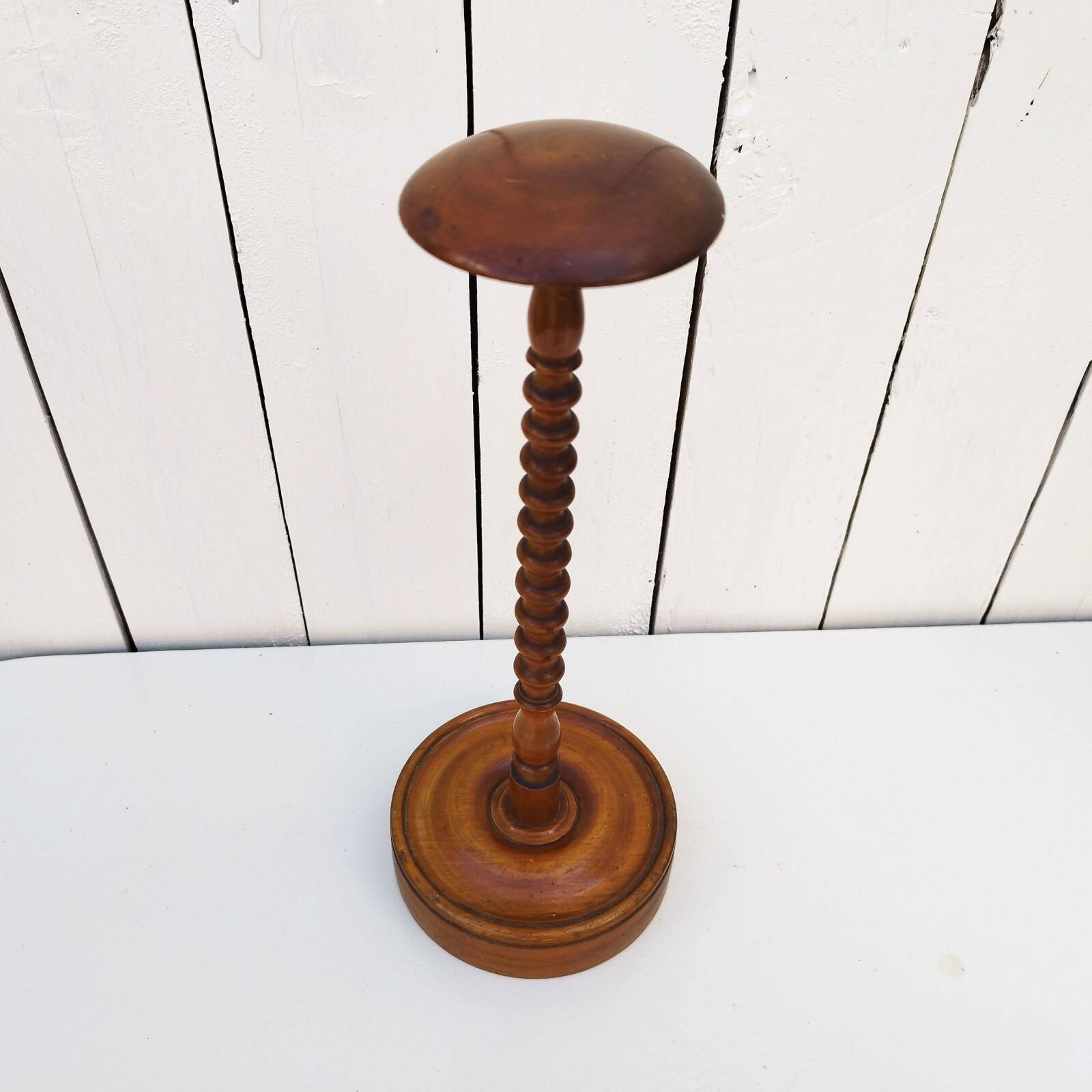 Vintage turned wooden hat rack milliner