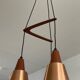 Scandinavian Boomerang chandelier from the 60s in teak, metal and glass