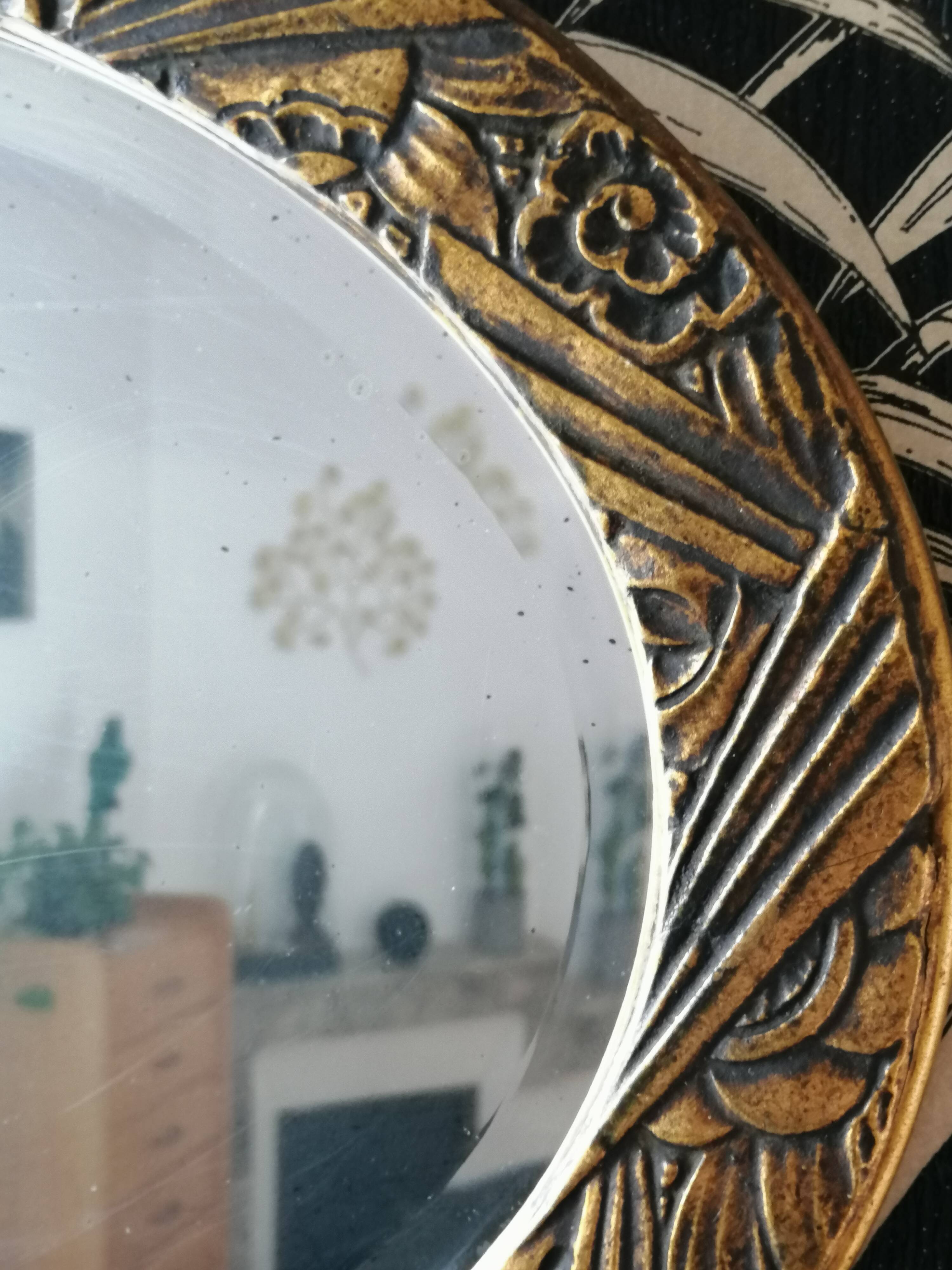 Mirror oval bevelled art deco