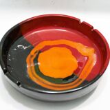 Cendrier en céramique Italy vintage rouge orange noir 1970 Bitossi pour Raymor