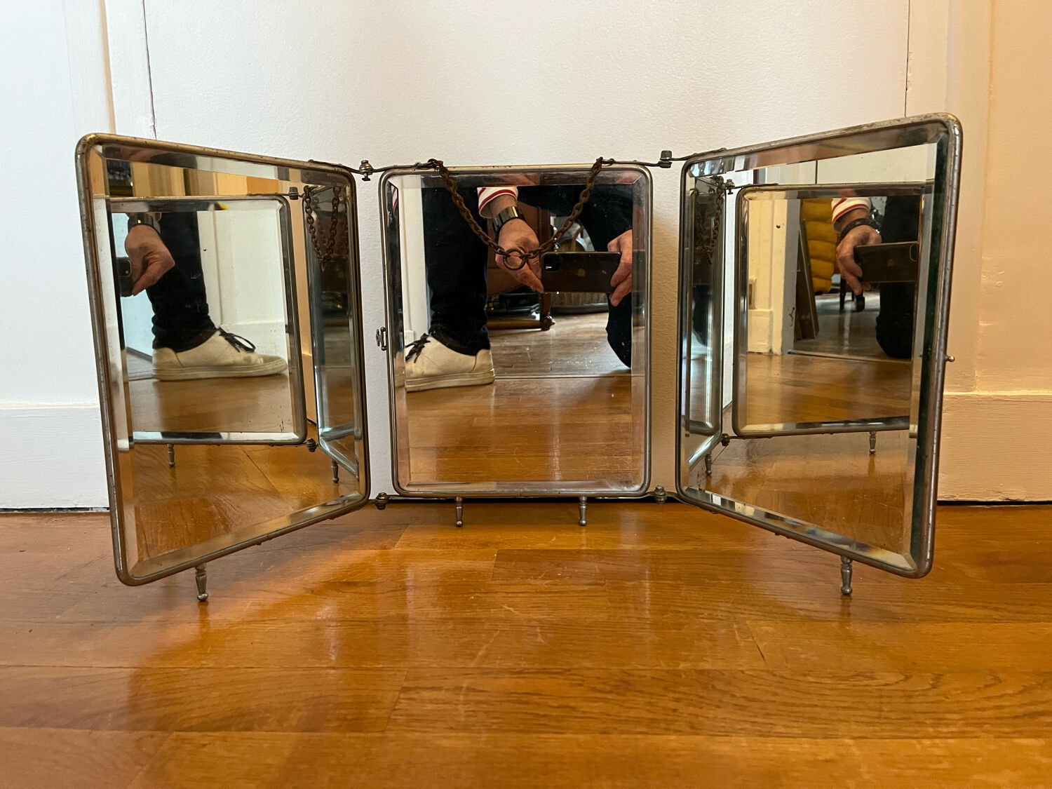 Triptych mirror or barber's mirror