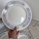 4 assiettes creuses vintage blanches liseré bleu