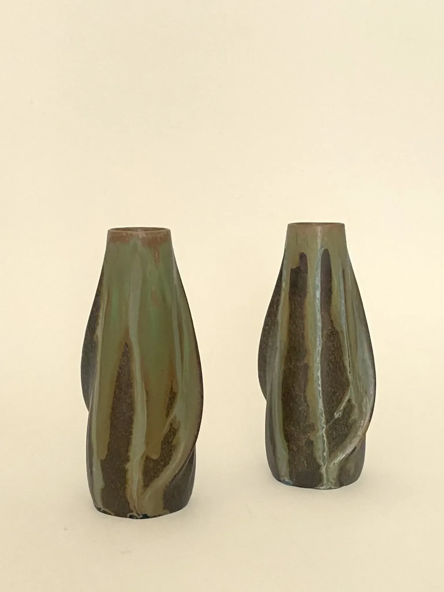 Pair of glazed stoneware vases