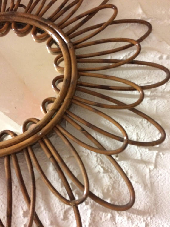 Mirror rattan vintage trains double loops 1960