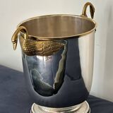 Champagne bucket with swans, in silver and gold metal, attributed to Christofle, 1940/1950