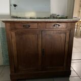 Antique sideboard chest of drawers in oak wood and marble top