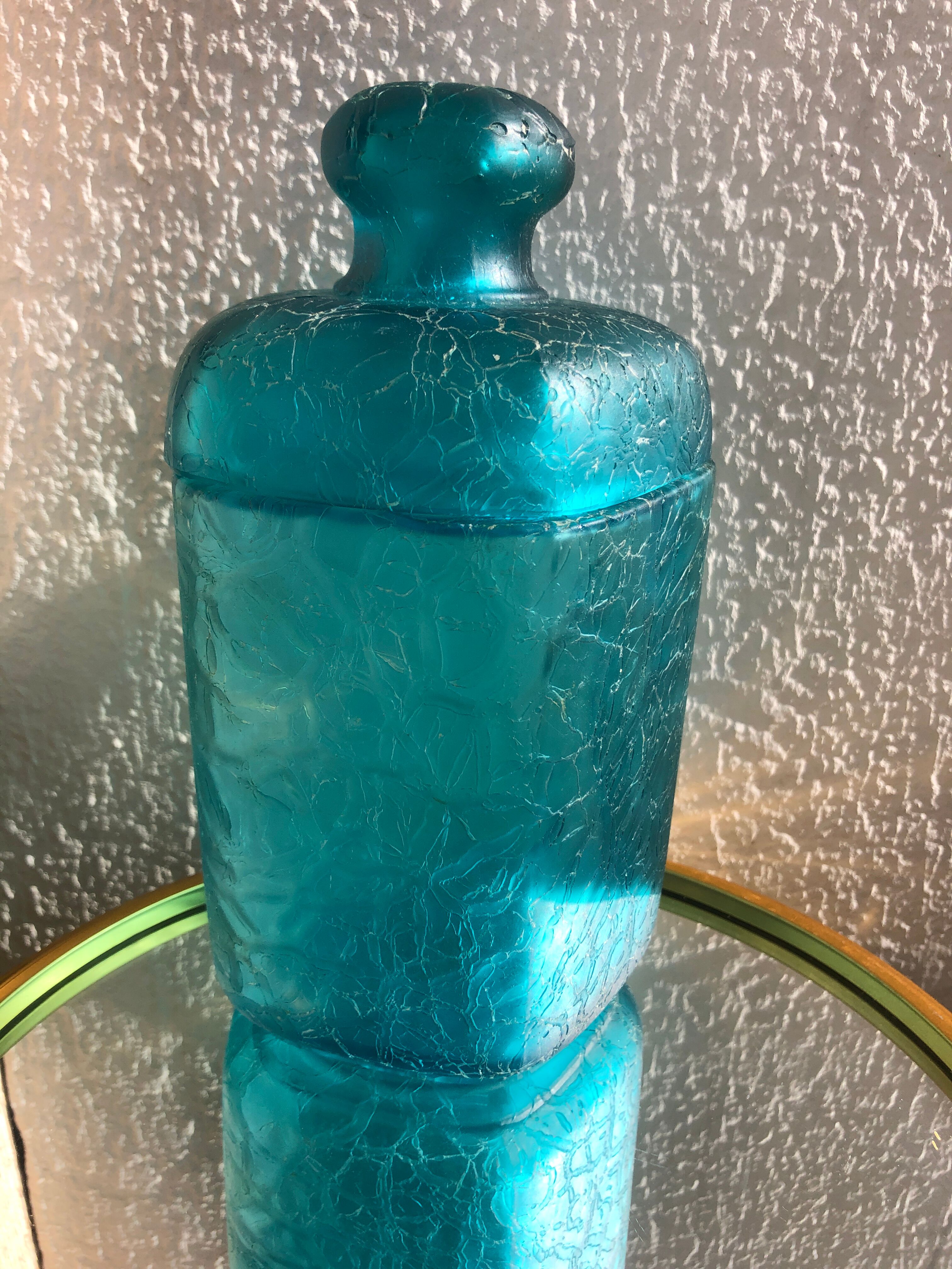 Marcel Franck cotton pot in blue glass 40s