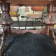 Oval table with marquetry top