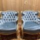 Paire de Bergeres bleues de style Louis XV