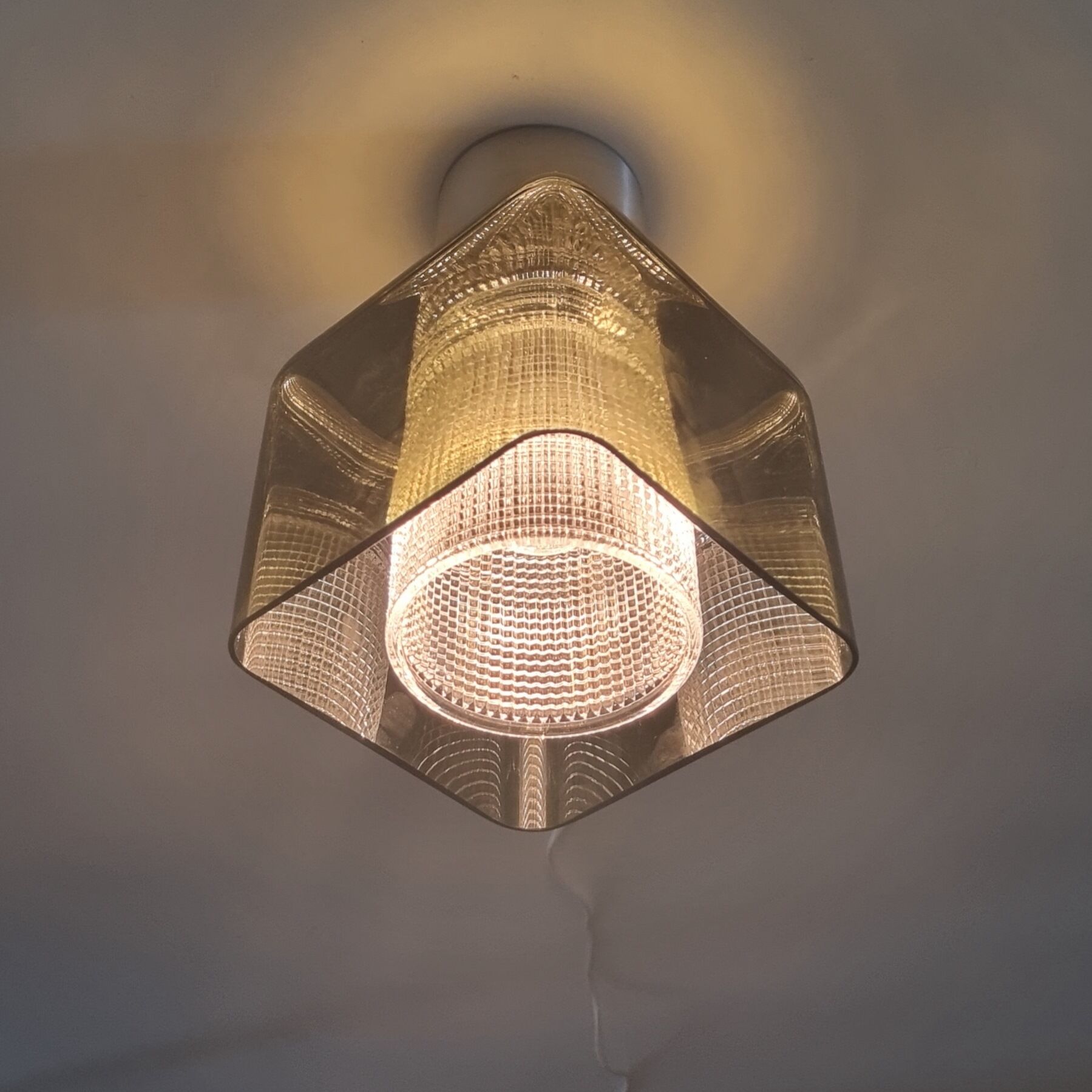 Mid century green glass ceiling light by Carl Fagerlund for orrefors, sweden, 1960s