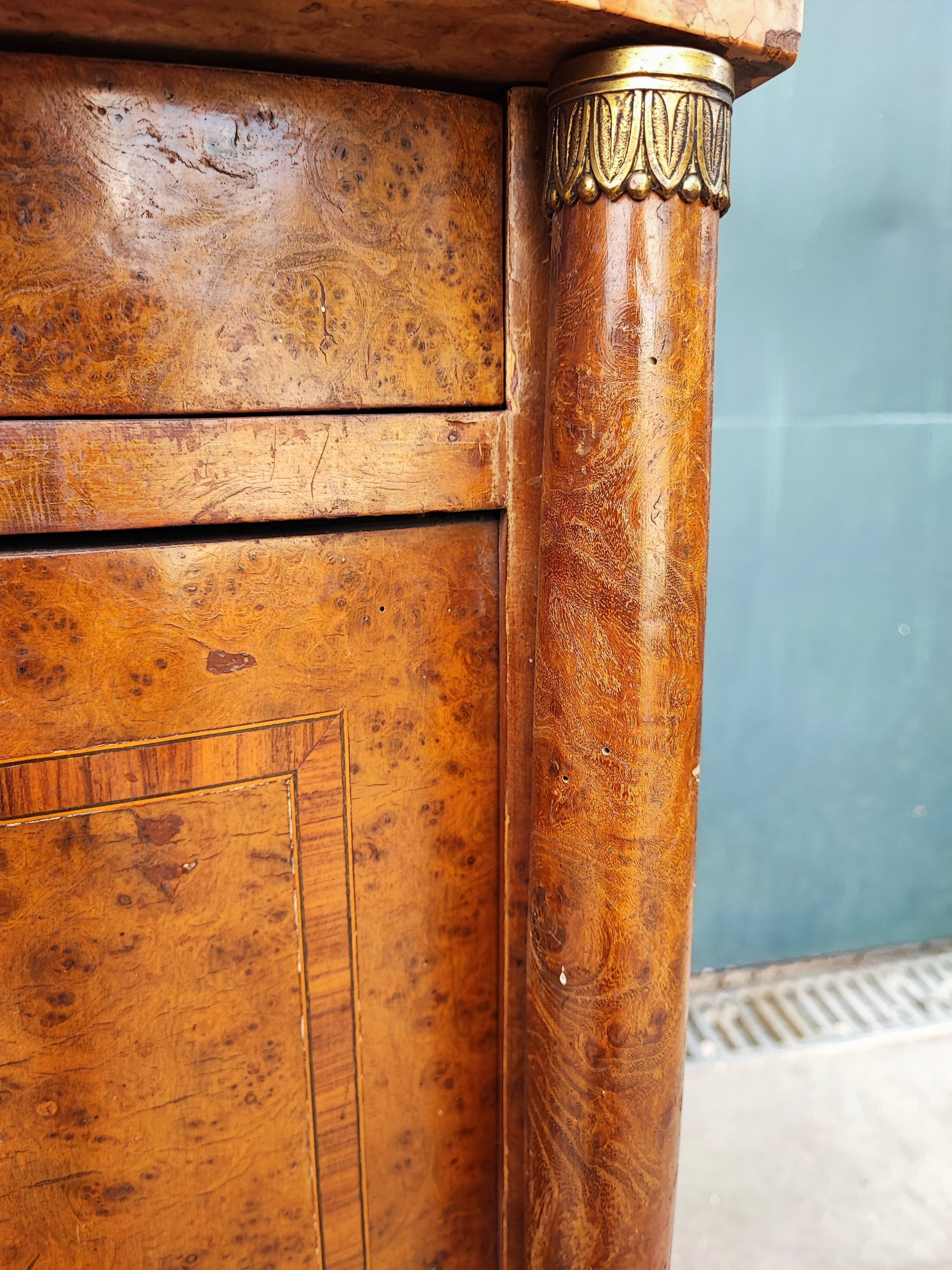 Empire style bedside table marble top