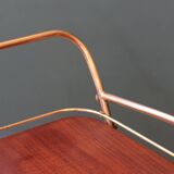 Vintage brass and teak rolling trolley – 1950s
