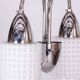 Mid-Century Chandelier in Chrome, Steel and Opaline Glass, Czech, 1960s