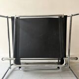 Wassily tubular armchair in chrome & black leather, designed by Marcel Breuer in 1970.