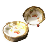 Five Antique Limoges Porcelain Berry Plates: Hand-Painted Gilbert, Gilded