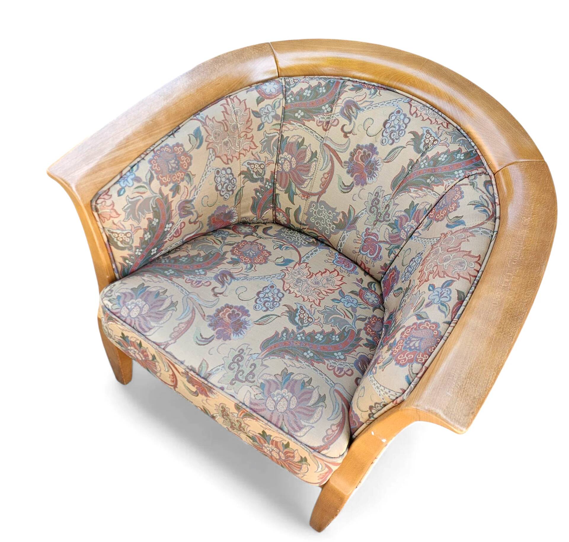 2 x armchair / club chair / floral fabric / 1980s