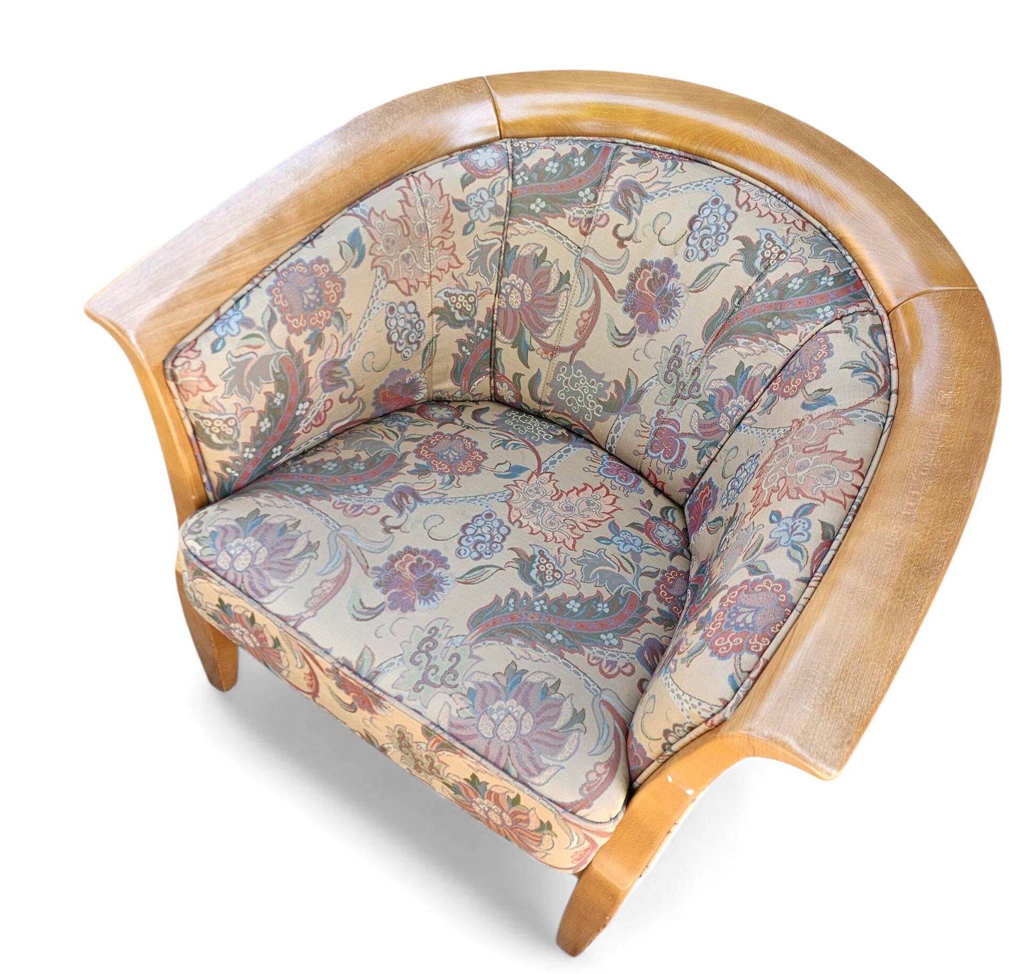 2 x armchair / club chair / floral fabric / 1980s