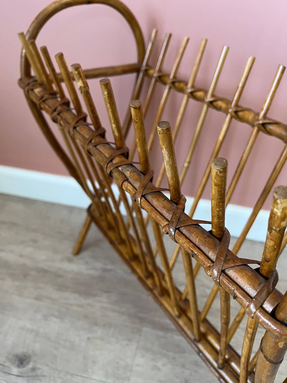 Rattan wicker magazine rack