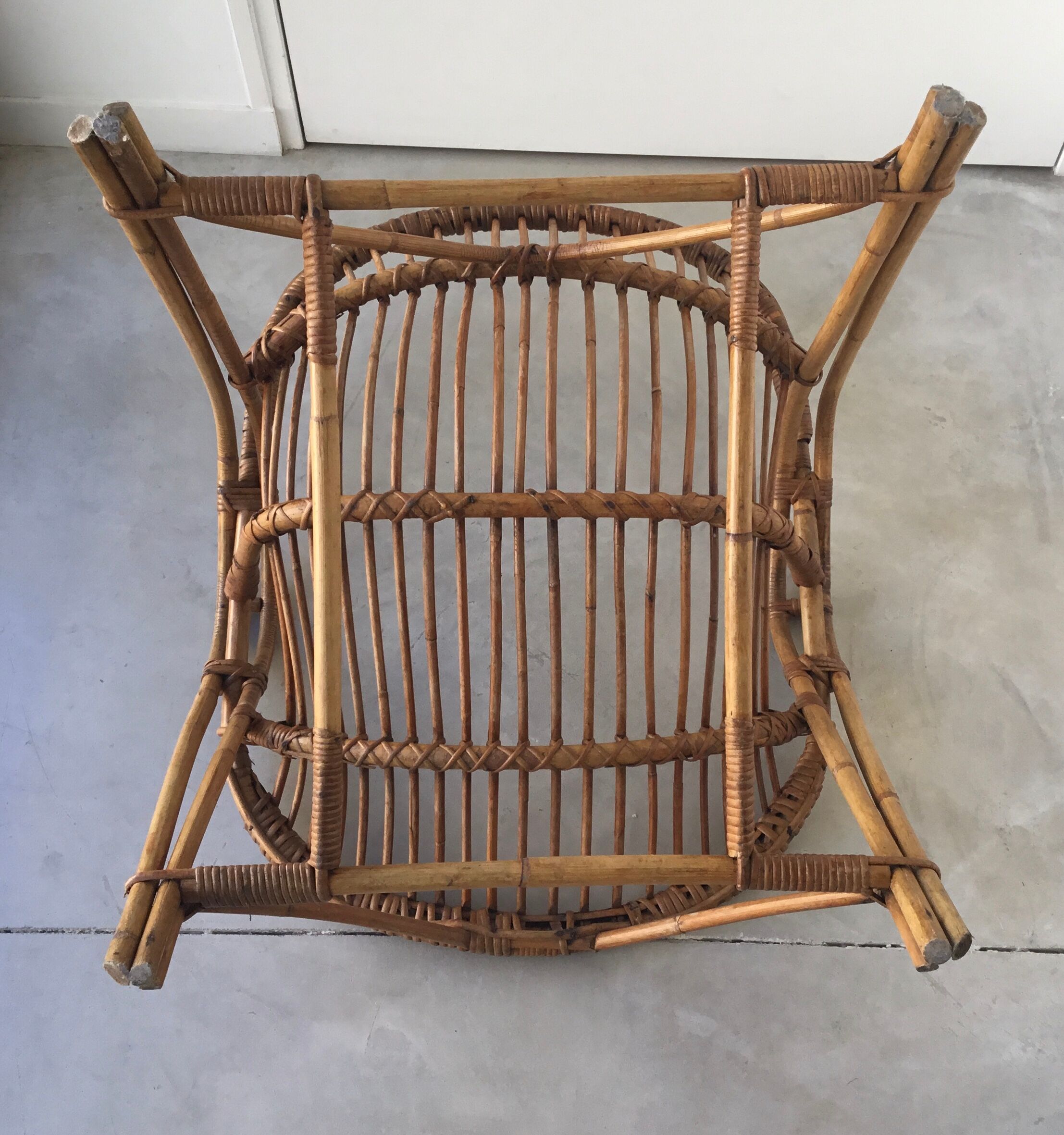 Vintage armchair basket or rattan shell - 1960