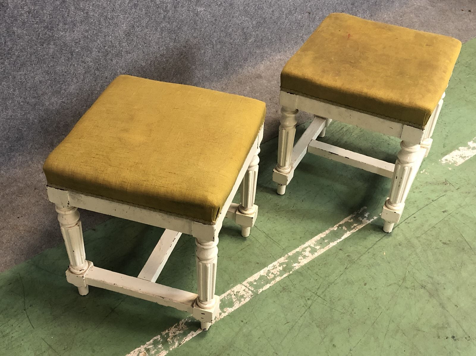 Pair of Louis Philippe stools painted white, late 19th century