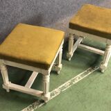Pair of Louis Philippe stools painted white, late 19th century
