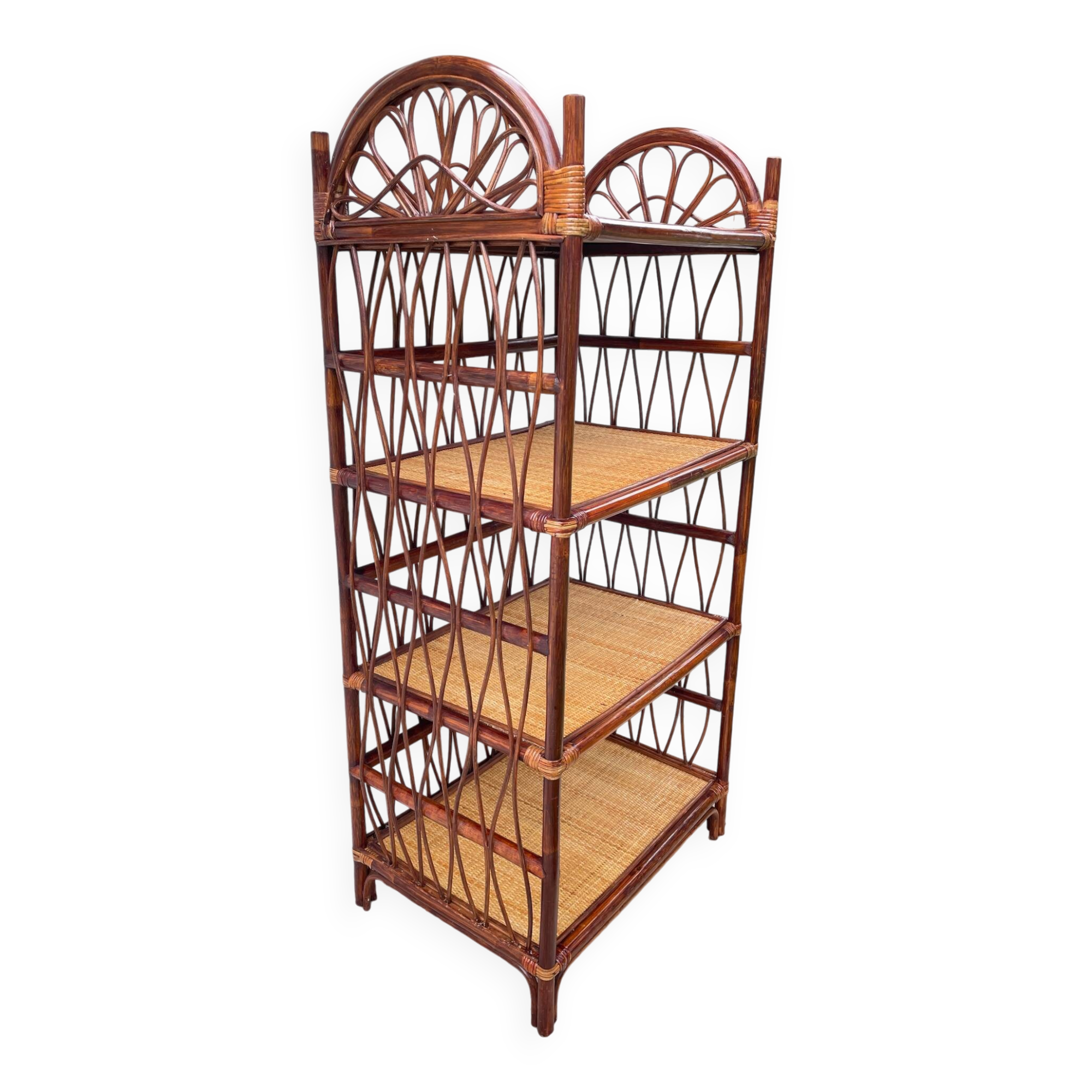 Vintage rattan bookshelf