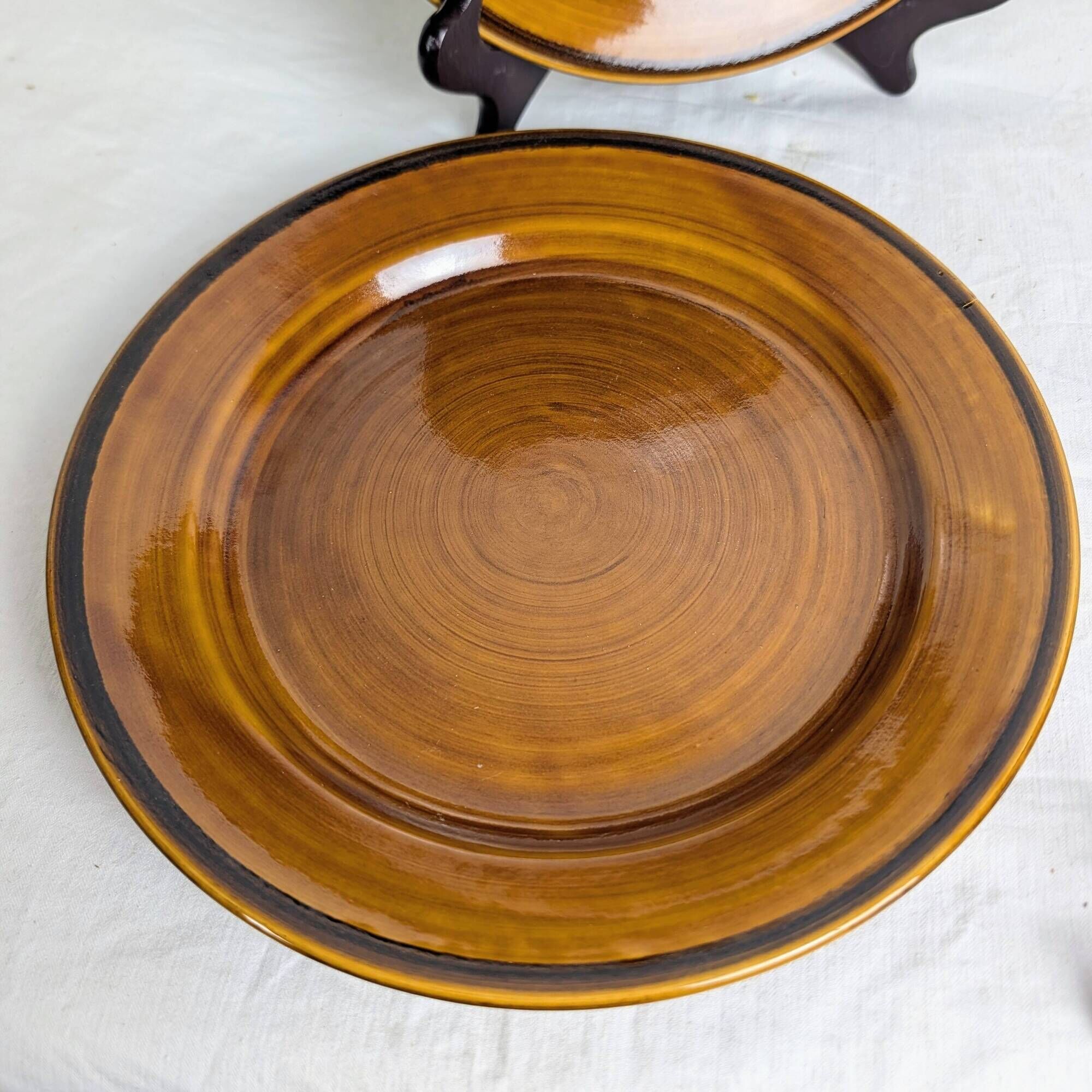 Amber earthenware plate from Saint-Clément, vintage
