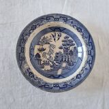 Exquisite Japanese antique deep plate with classic willow pattern from the 19th century