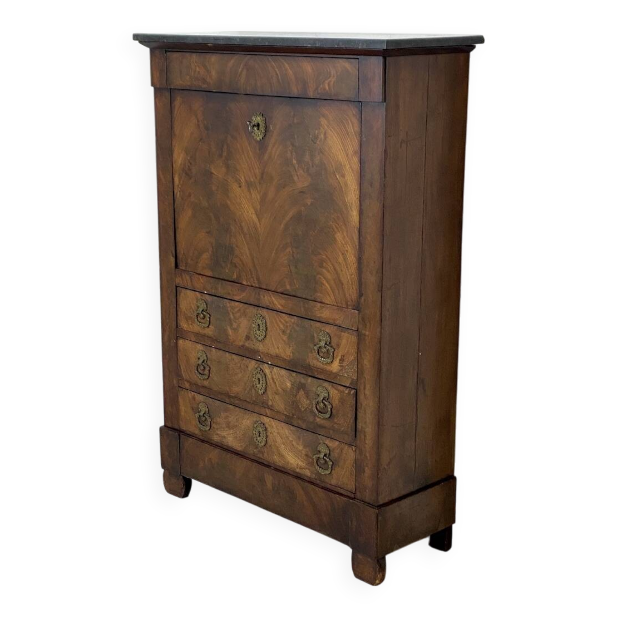19th century mahogany and mahogany veneer secretary