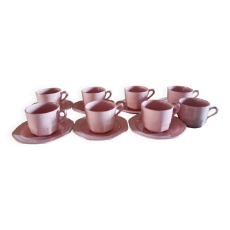 Tea service for 7 people powder pink + sugar bowl