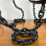 7 wrought iron candle holders in brutalist chain style