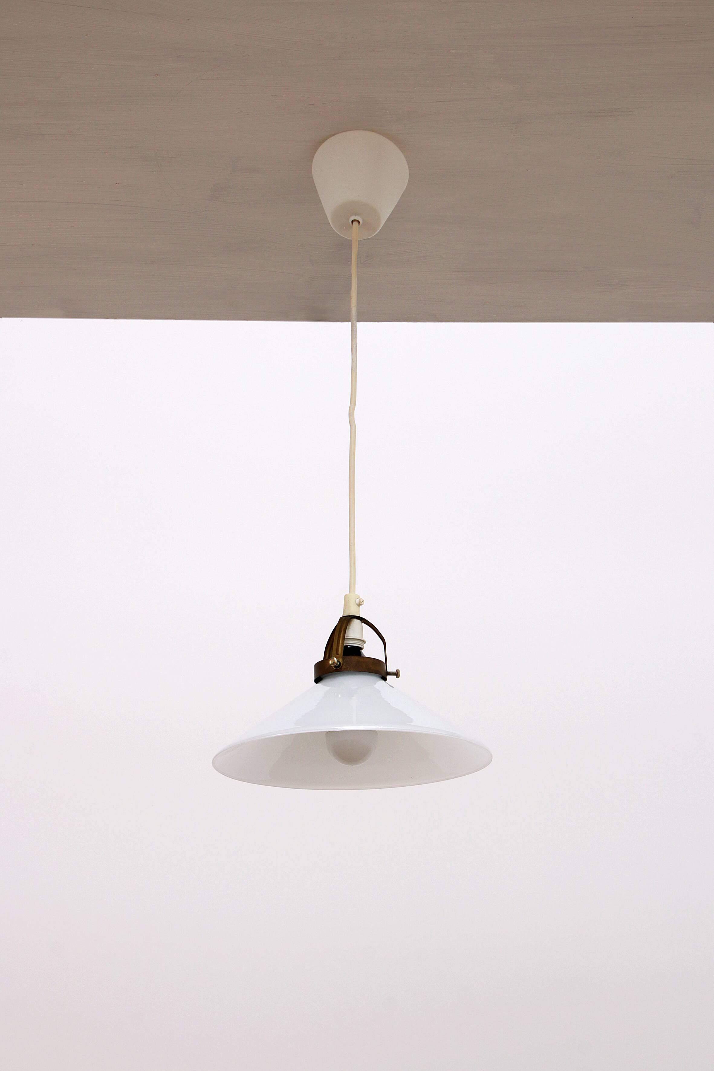 Vintage hanging lamp by Soholm made of white glass, 1970