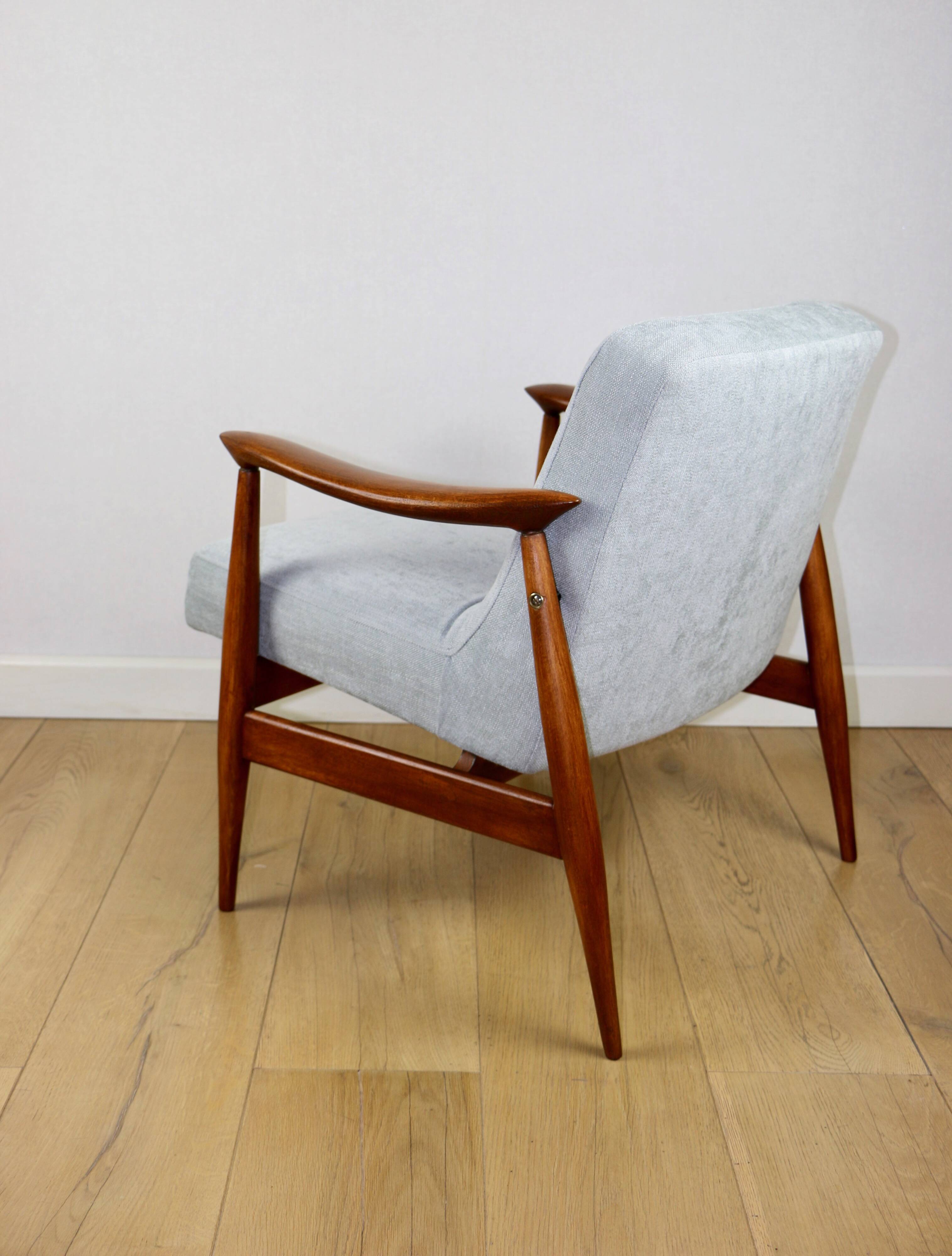 Light Blue GFM63 Lounge Chair by J. Kedziorek, 1970s