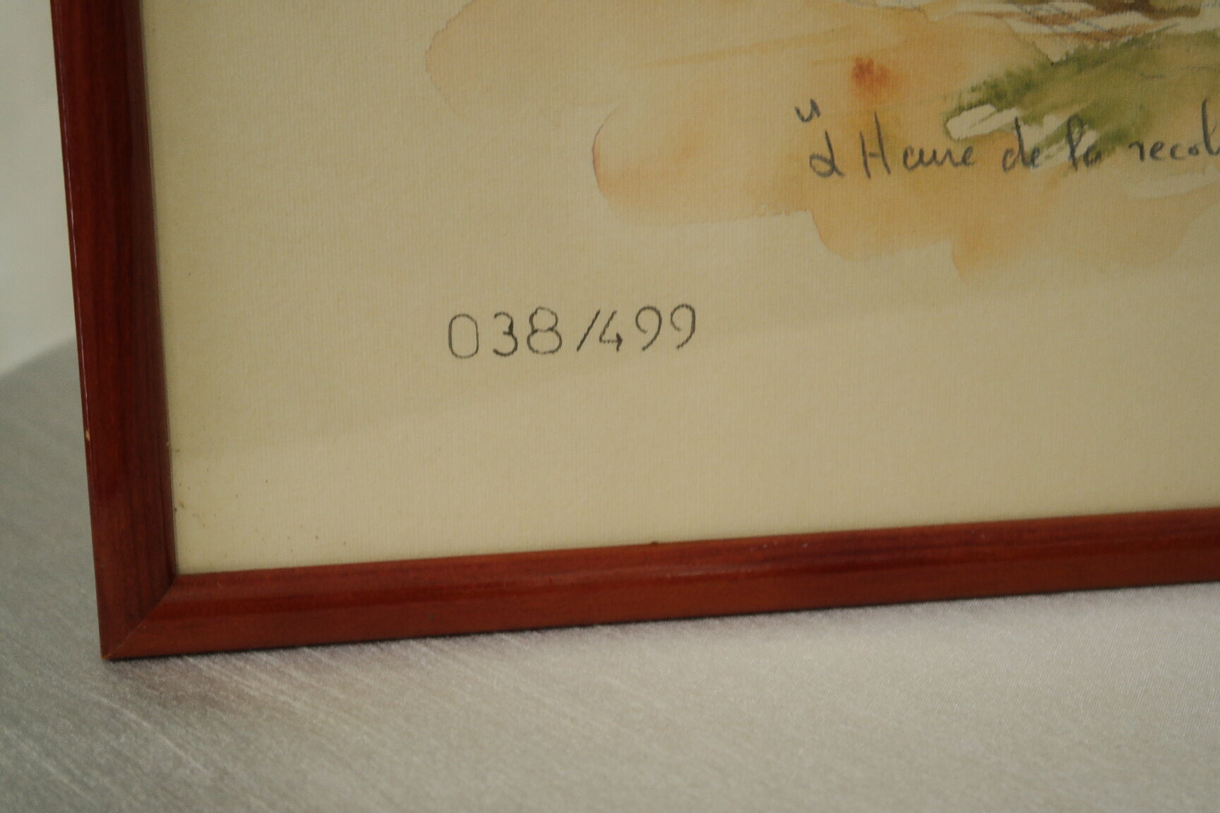 Numbered watercolor lithograph painting "the cane harvest"