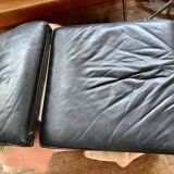 Canape seltz elm and leather design 1960