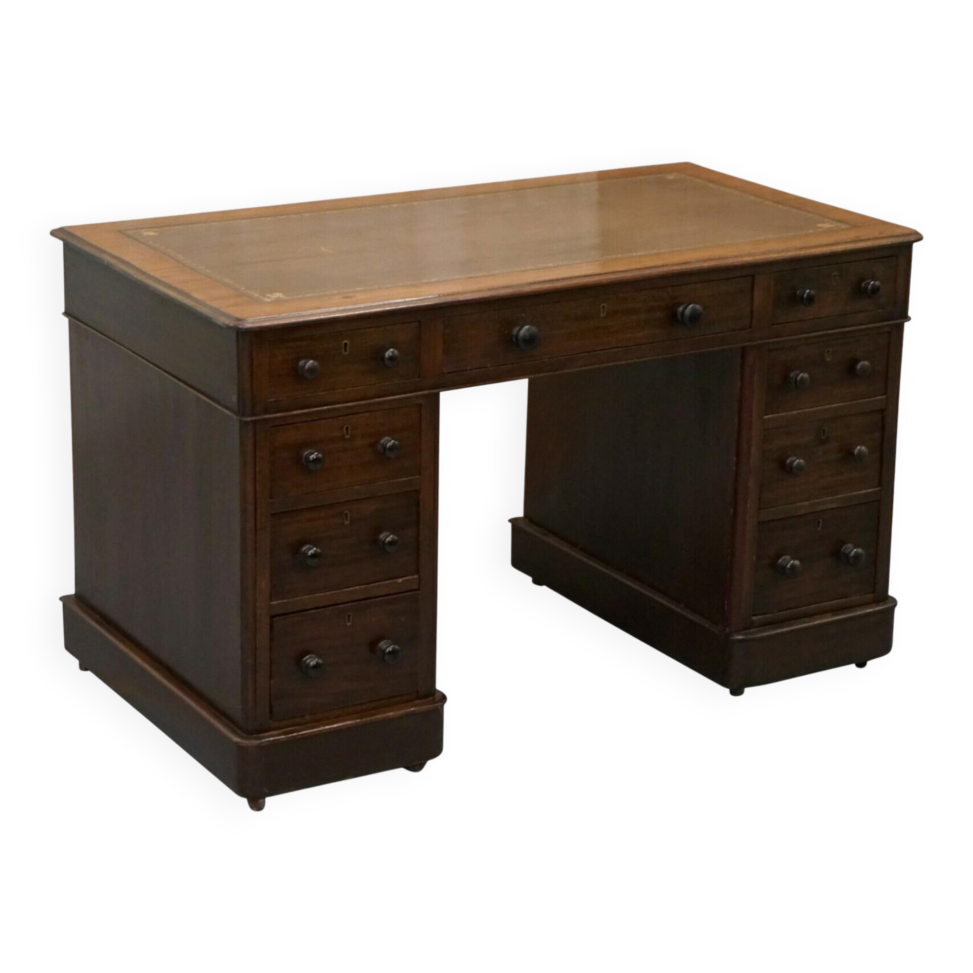 Victorian desk with two columns, hardwood, with VR locks, 1860.