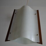 Scandinavian hanging chandelier teak and glass