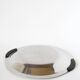 Round stainless steel dish with wooden handles, Design, 1970 - 32 cm