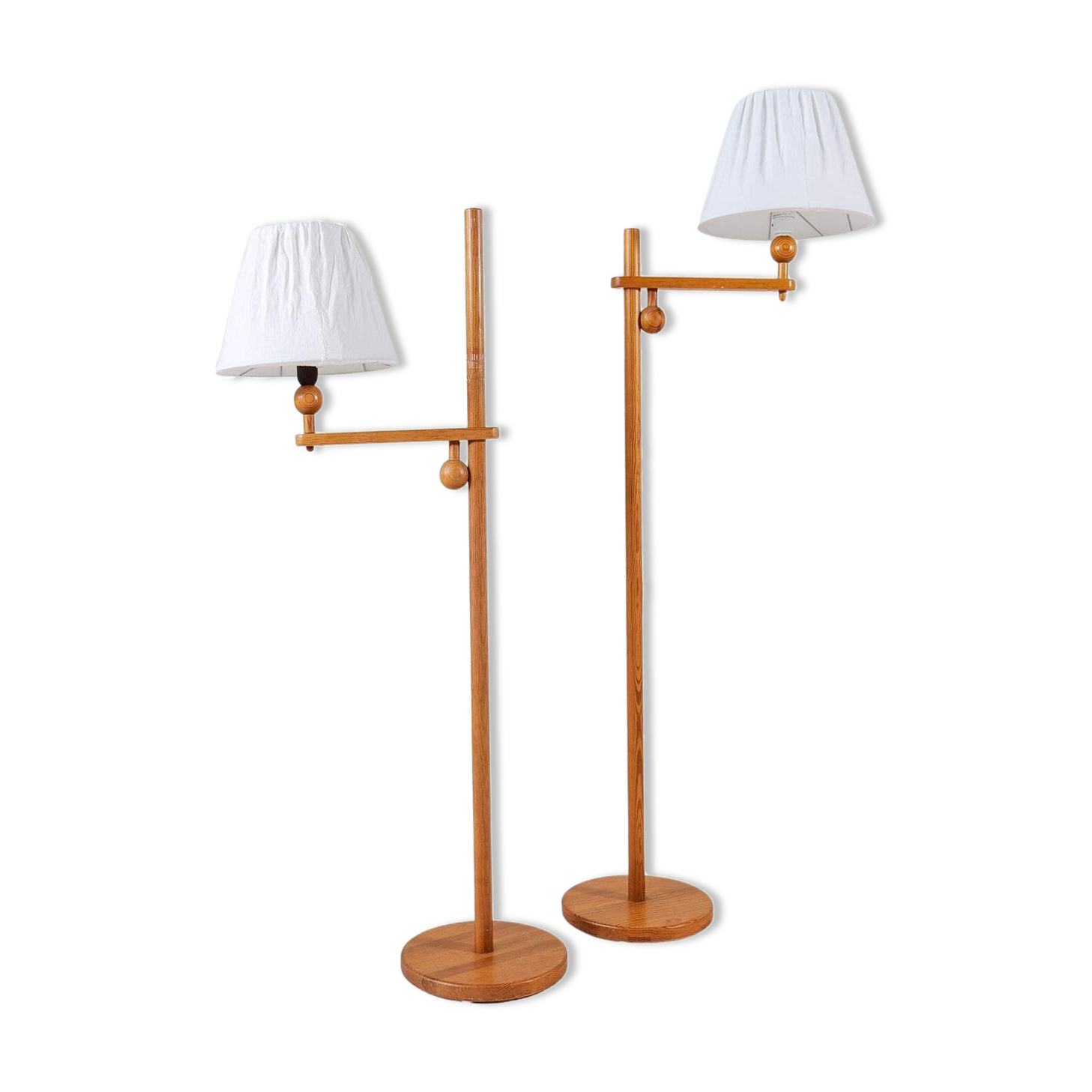 Sculptural modern floor lamps in pine, Yngve Ekström Sweden 1970s