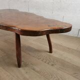 Irregular handmade wooden coffee table from the 60s-70s
