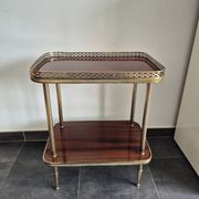 Desserte / Petite table d'appoint plaquage acajou et laiton mid century