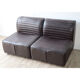 Canapé modulable vintage en cuir marron, 1970