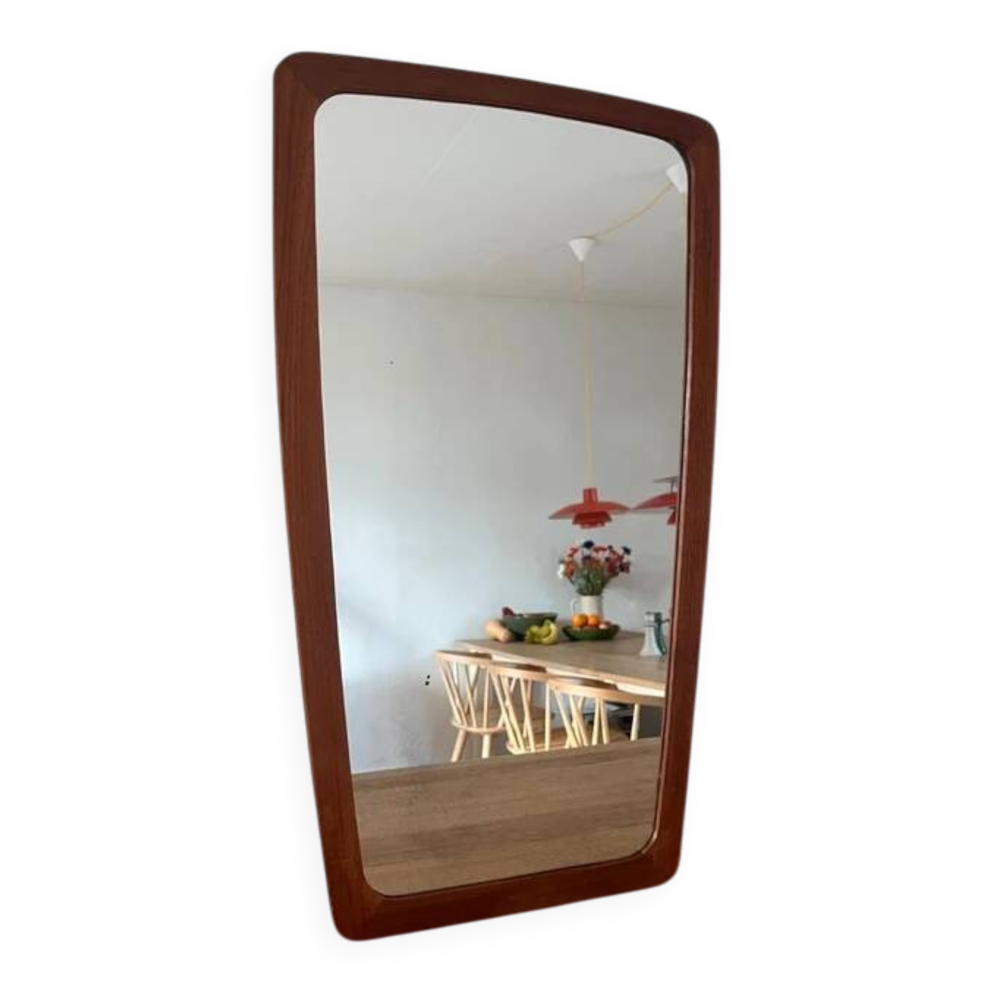 Vintage Danish teak mirror with lovely organic edges.