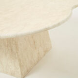 Large free-shaped coffee table clover in Italian travertine 1970