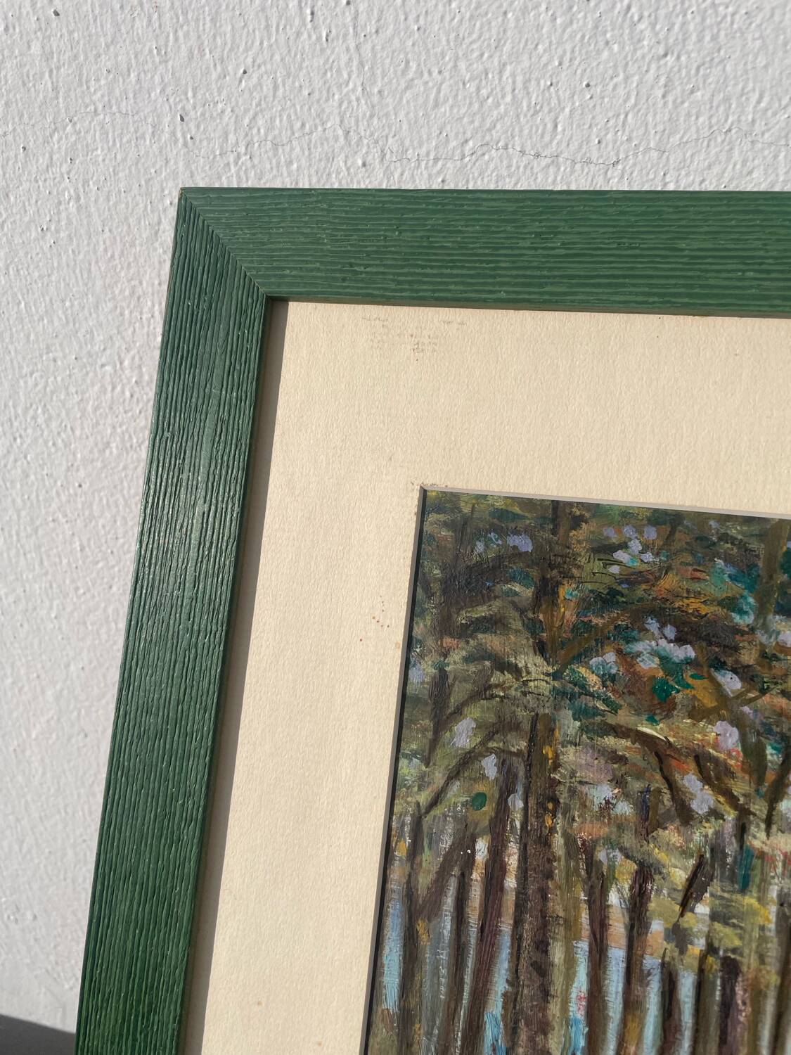 Peinture ancienne paysage breton cadre bois