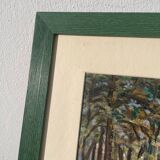 Peinture ancienne paysage breton cadre bois