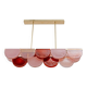 Italian Murano Glass and Brass Modular Linear Chandelier in Pink and Red