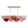 Italian Murano Glass and Brass Modular Linear Chandelier in Pink and Red