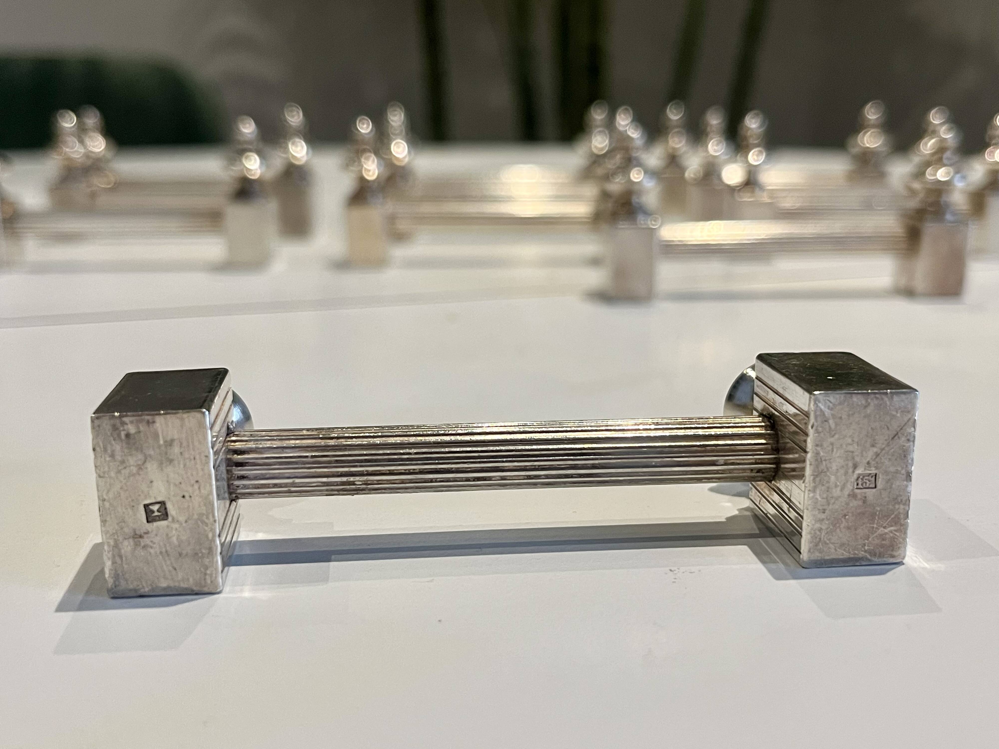 11 knife rests - Art Deco - Silver metal